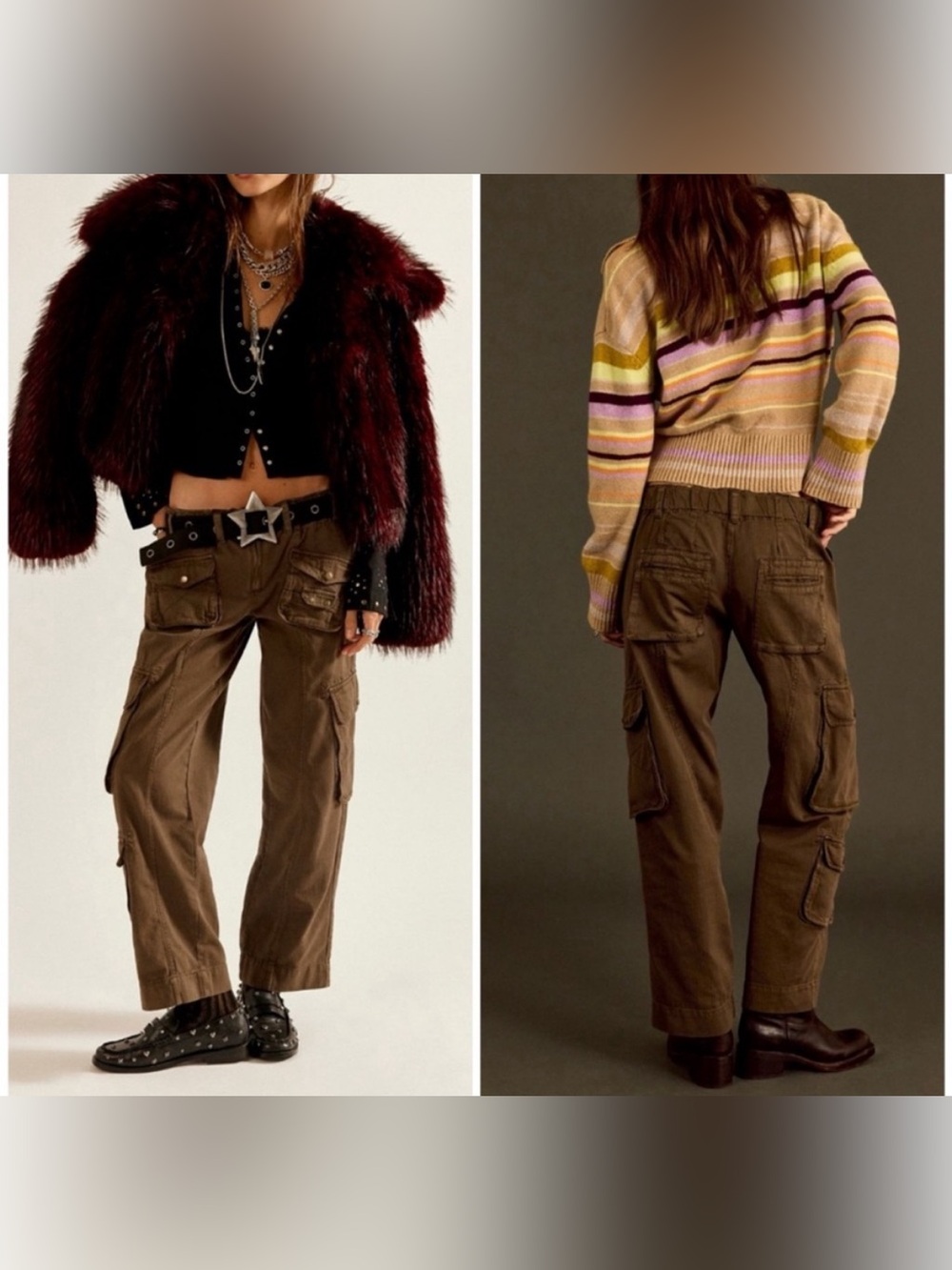 NWOT Free People We The Free Tahiti Cargo Pants - teak brown green tan - Medium